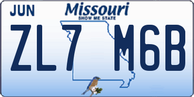 MO license plate ZL7M6B