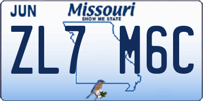 MO license plate ZL7M6C