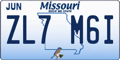 MO license plate ZL7M6I