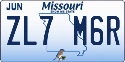 MO license plate ZL7M6R