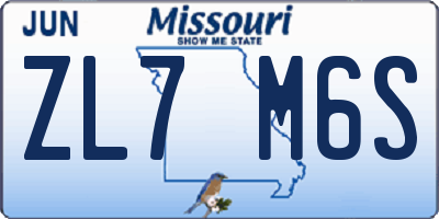 MO license plate ZL7M6S