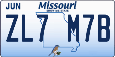MO license plate ZL7M7B