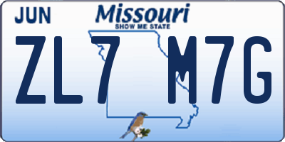 MO license plate ZL7M7G