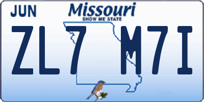 MO license plate ZL7M7I
