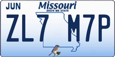MO license plate ZL7M7P