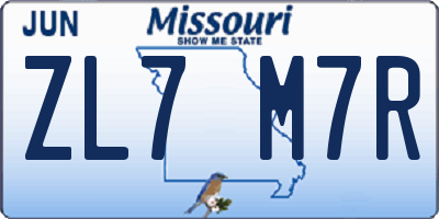 MO license plate ZL7M7R