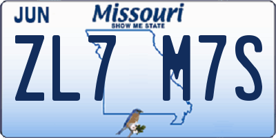 MO license plate ZL7M7S