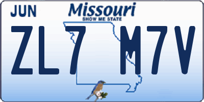 MO license plate ZL7M7V