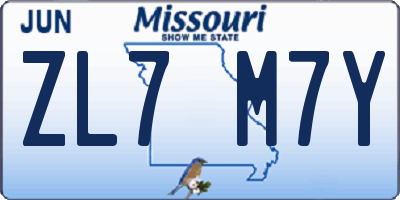 MO license plate ZL7M7Y