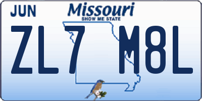MO license plate ZL7M8L