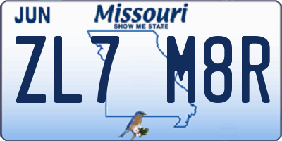 MO license plate ZL7M8R