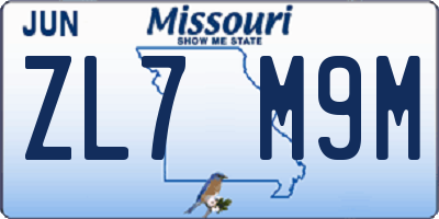 MO license plate ZL7M9M
