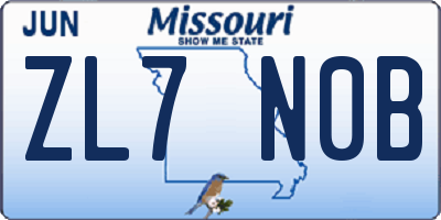MO license plate ZL7N0B