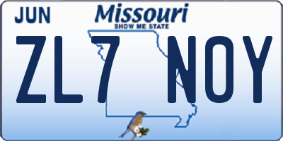 MO license plate ZL7N0Y