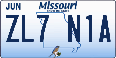 MO license plate ZL7N1A