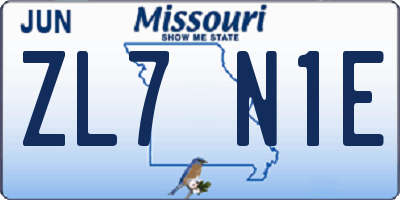 MO license plate ZL7N1E