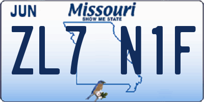 MO license plate ZL7N1F