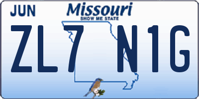 MO license plate ZL7N1G