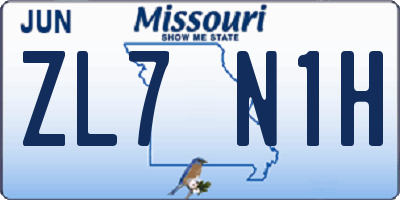 MO license plate ZL7N1H