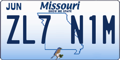 MO license plate ZL7N1M