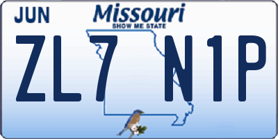 MO license plate ZL7N1P
