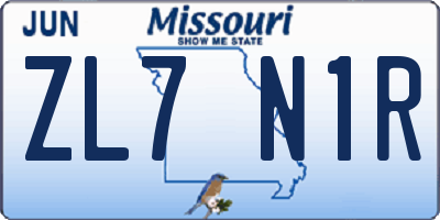 MO license plate ZL7N1R