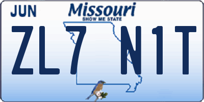 MO license plate ZL7N1T