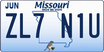 MO license plate ZL7N1U