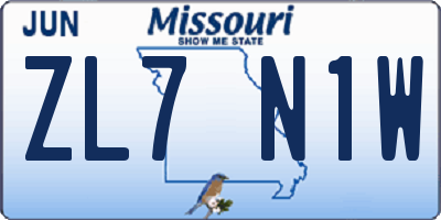 MO license plate ZL7N1W