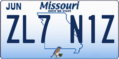 MO license plate ZL7N1Z