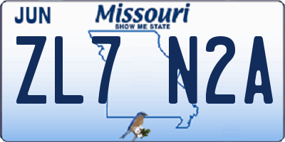 MO license plate ZL7N2A