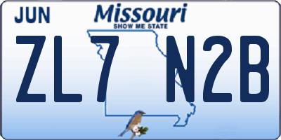 MO license plate ZL7N2B