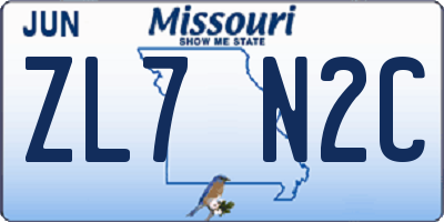 MO license plate ZL7N2C