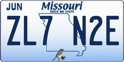 MO license plate ZL7N2E