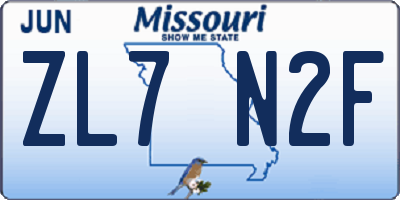 MO license plate ZL7N2F