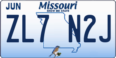 MO license plate ZL7N2J
