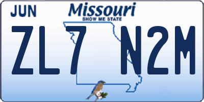 MO license plate ZL7N2M