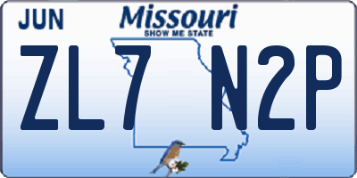 MO license plate ZL7N2P