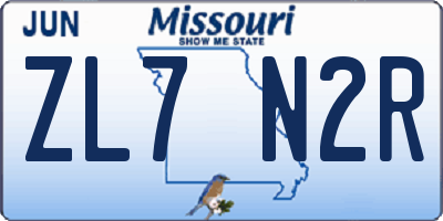 MO license plate ZL7N2R