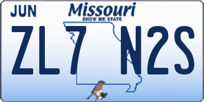MO license plate ZL7N2S