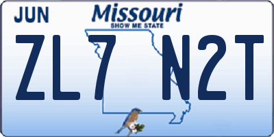 MO license plate ZL7N2T