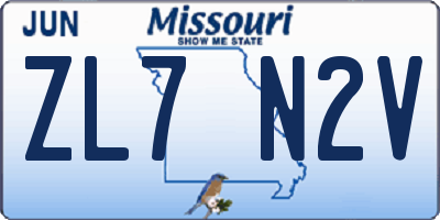 MO license plate ZL7N2V