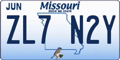 MO license plate ZL7N2Y