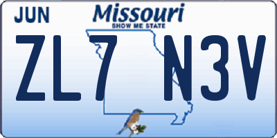 MO license plate ZL7N3V