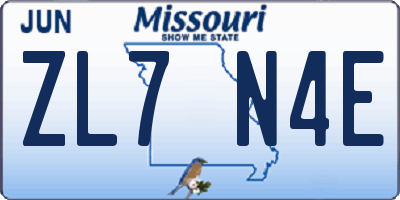 MO license plate ZL7N4E