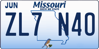 MO license plate ZL7N4O