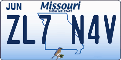 MO license plate ZL7N4V