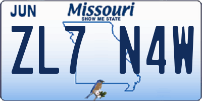 MO license plate ZL7N4W