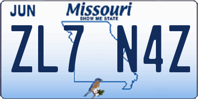 MO license plate ZL7N4Z
