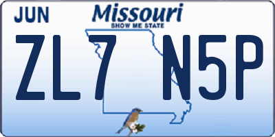 MO license plate ZL7N5P